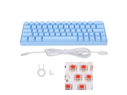 Teclado Mecânico Com 64 Teclas, Switch Azul, Com Fio E Sem Fio