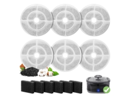 Kit com 6 Filtros de Reposição para Bebedouros de Gato, 6 filtros e 6 esponjas | S/MARCA