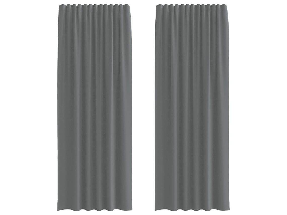 Cortinas de Voile com Bolsos para Varão 2 Pcs Cinzento escuro MAISON EXCLUSIVE