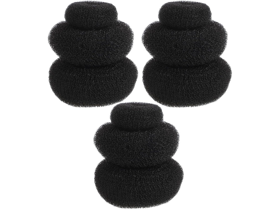 Conjunto de 9 peças de acessórios para cabelo em formato de donut, acessórios de cabelo em nylon preto, fáceis de usar.