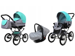 Carrinho de Bebé Multifuncional BABYLUX MARGARET EXCLUSIVE 3 Em 1 -Mint - Ajustável e dobrável Construção leve em alumínio - Acessórios