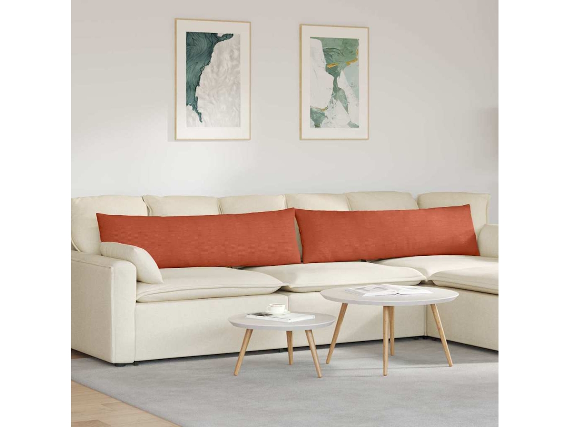 Vidaxl Travesseiros De Sofá 2 Pcs Laranja Vermelho 145 X 40 Cm