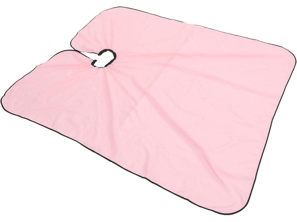 Capa para cabelo em tafetá de nylon rosa, leve e de secagem rápida, ideal para cortes de cabelo.