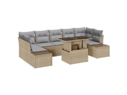 Conjunto 8 Conjunto De Sofá De Jardim Vidaxl Bege Vime Pe (100 X 55 X 73 Cm)