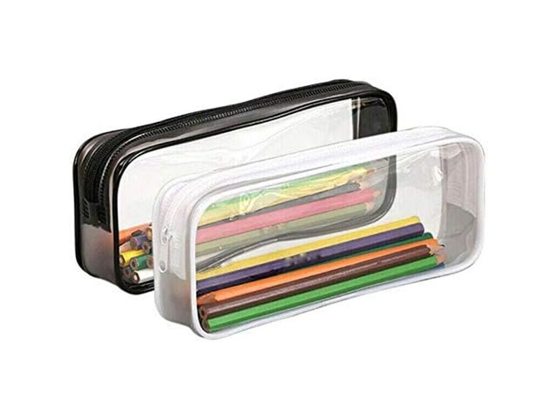 2 Estojos de Lápis Transparentes com Grande Capacidade, Estojo de Canetas Pvc para Adolescentes Meninos e Meninas