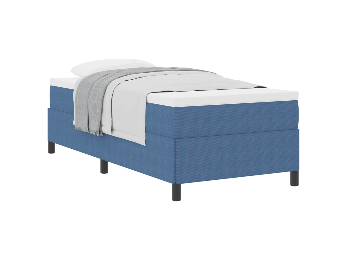 Cama De Solteiro | Camas Para Quarto | Cama Box Azul 100 X 200 Cm Tecido De Veludo Cotele