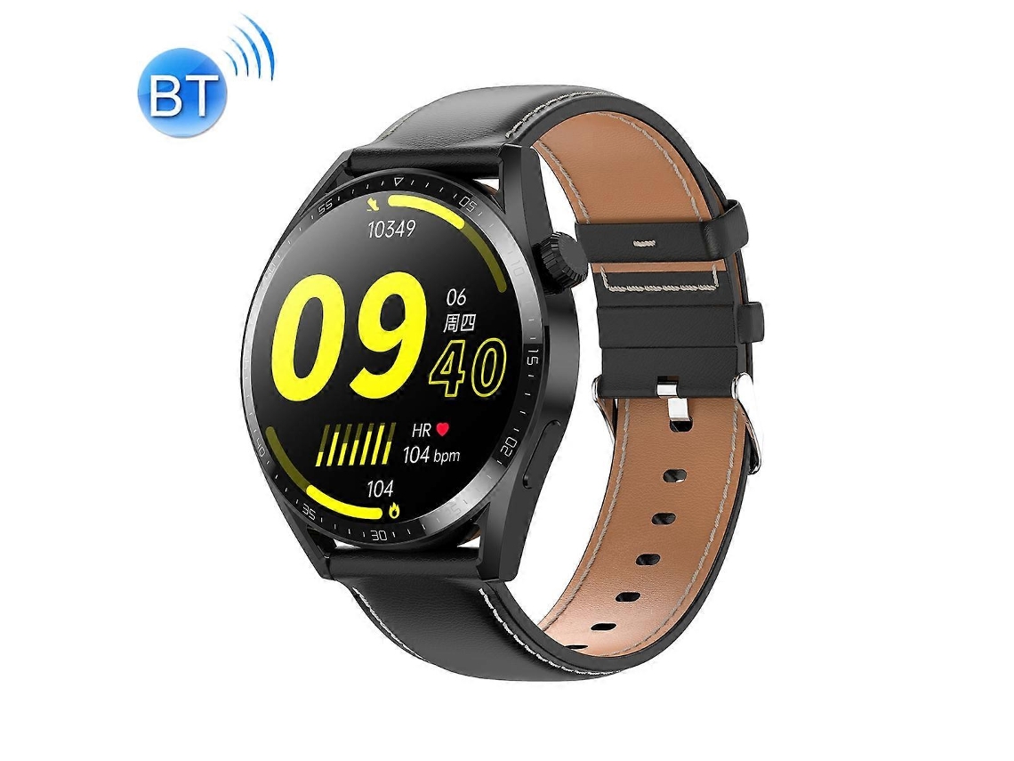 Smartwatch Ochstin 5HK3 Plus Bluetooth com tela redonda de 1,36 polegadas e pulseira de couro VONKELIOS