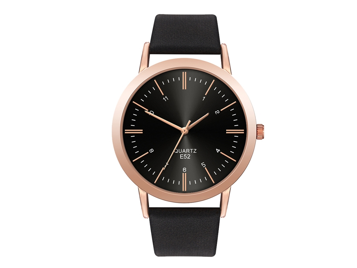 Relógio Unissex de Pulso Moda Analógico com Pulseira Pu Quartzo Preto