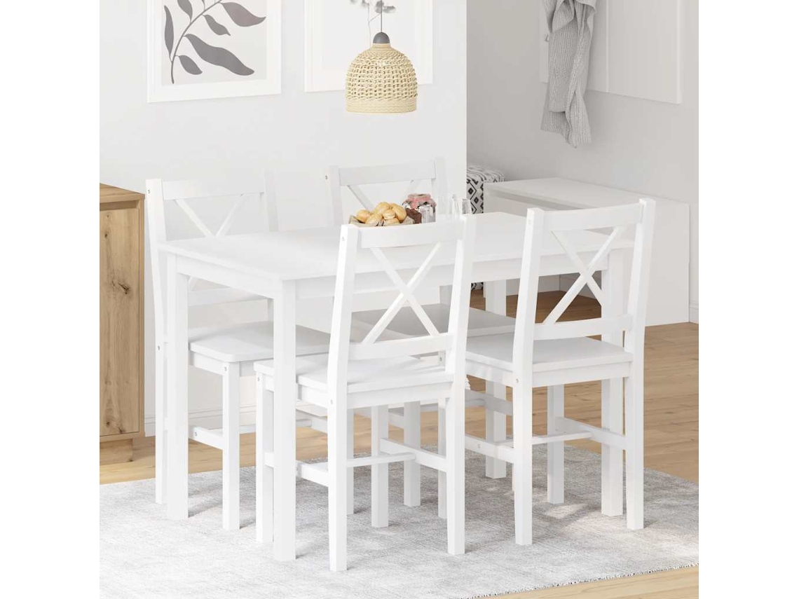 Vidaxl 5 Pcs Conjunto De Jantar Branco
