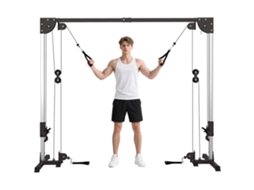 Rack de Fitness Crossover. Sistema de Puxão de Cabo. para 1 Ou 2 Pessoas. Aço. Plástico. Preto Ge