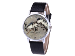 Relógio de quartzo unissex Zhoulianfa com pulseira de couro PU e mostrador preto personalizado.