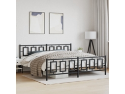 Estrutura De Cama Com Cabeceira E Pés 193x203 Cm Metal Preto