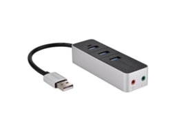 Hub USB 2.0 com 3 portas EOOCOO (com áudio e fone)