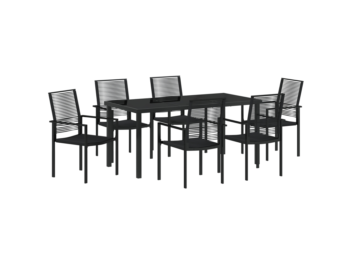 Conjunto 7 De Jantar Para Jardim De Vidaxl Preto Rattan Pvc