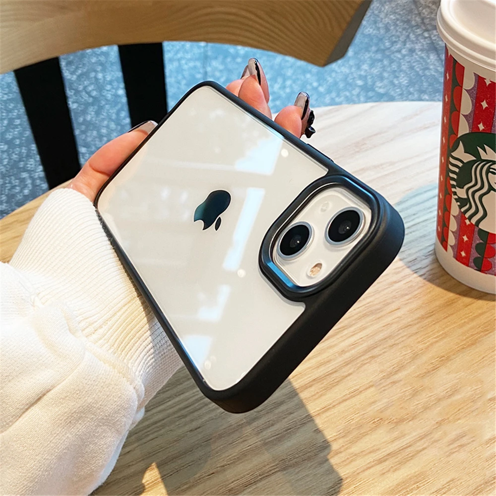 Capa Protetora Transparente Com Lente De Metal Para Iphone 13 Mini (preta)