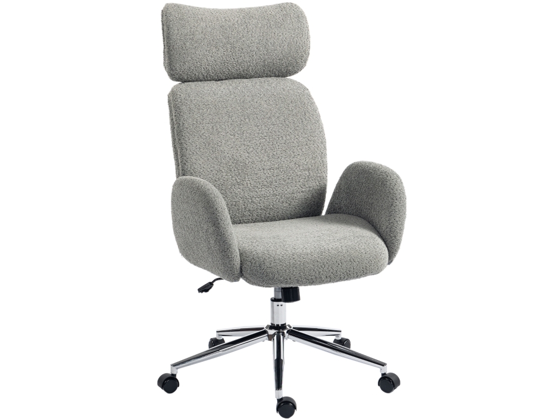 Cadeira de Escritório com Apoio de Cabeça Ajustável, Cadeira Ergonômica para Escritório, Função Balanço, Altura Ajustável, Cinza Escuro ROLIPO