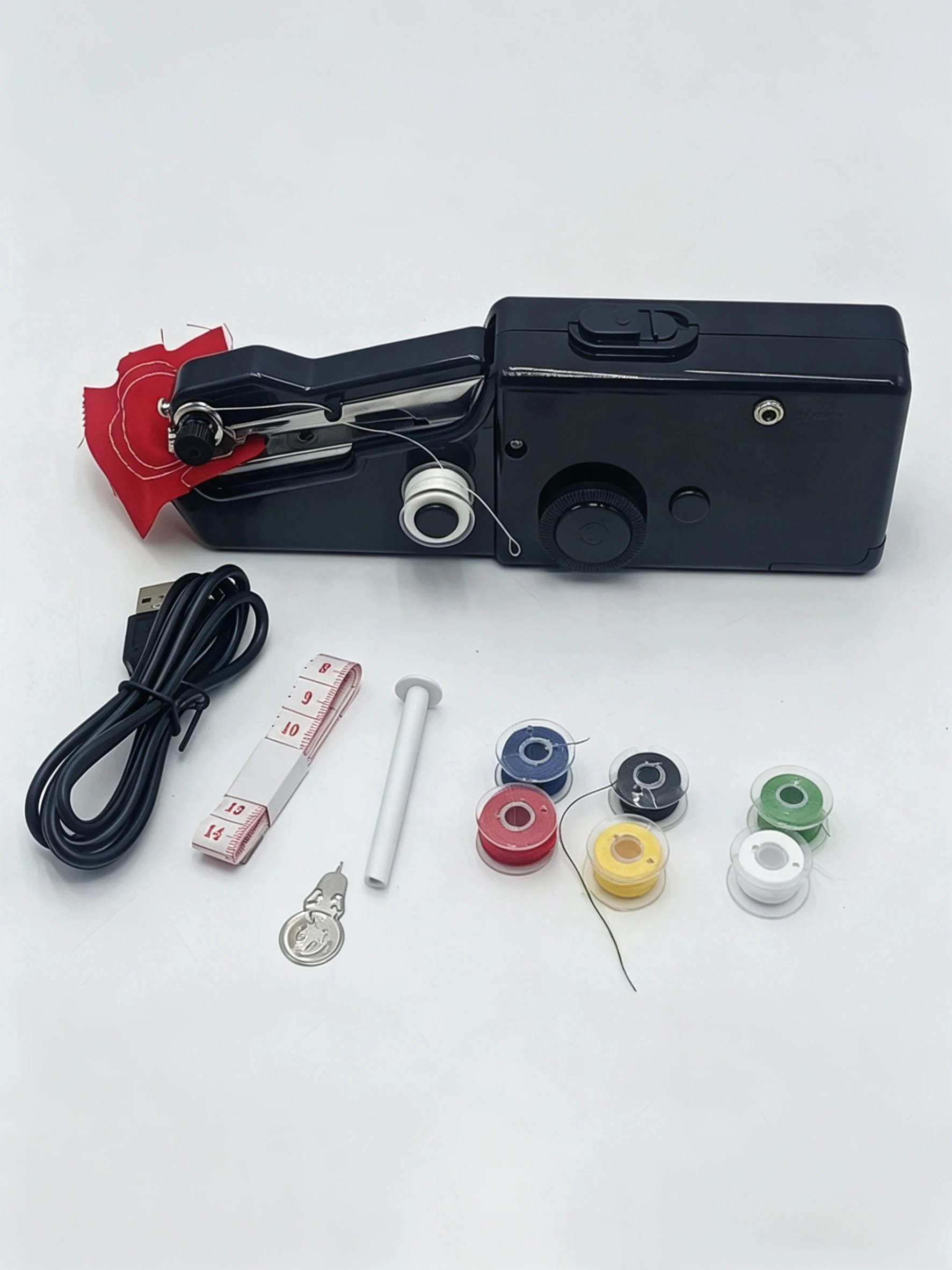 (vermelho) Máquina de costura elétrica portátil, adequada para artesanato, bordados domésticos e de jardim.