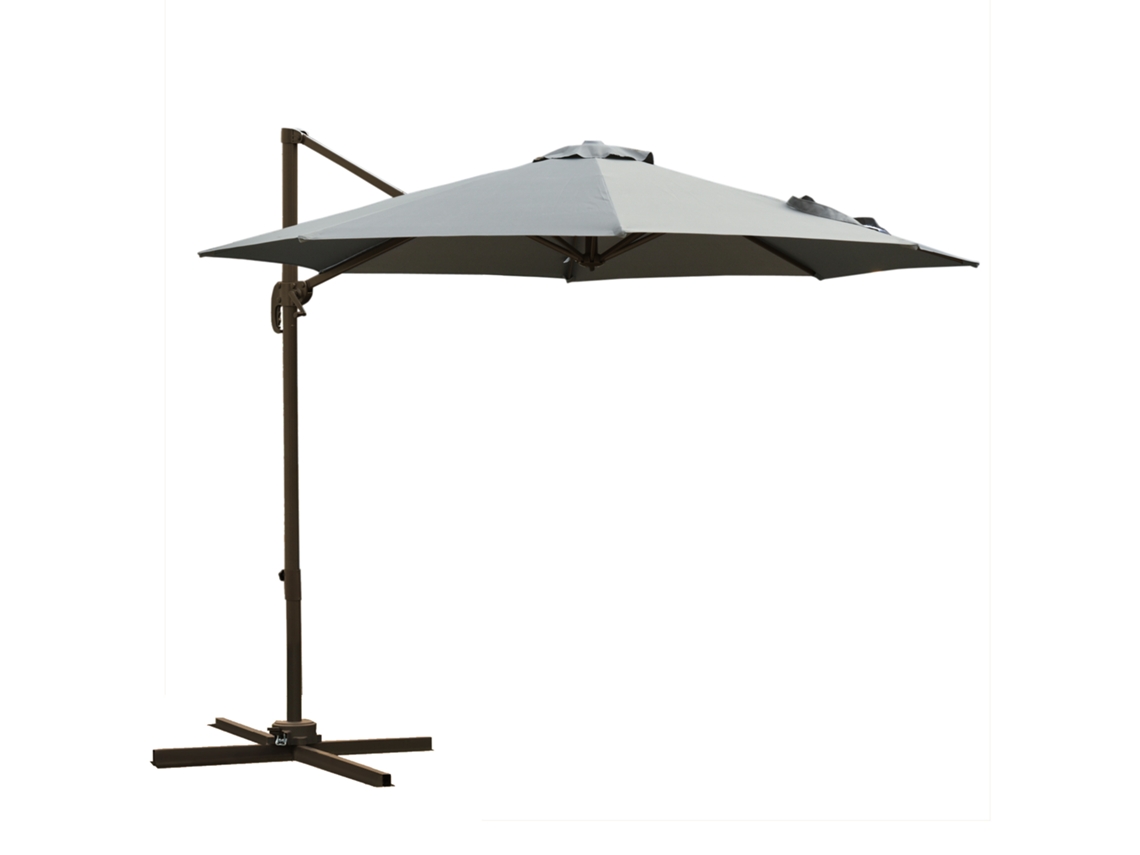 Guarda sol CHEZMOI de Jardim com 8 Varetas, Manivela, Ângulo Ajustável, 2,95x2,5 M, Cinza