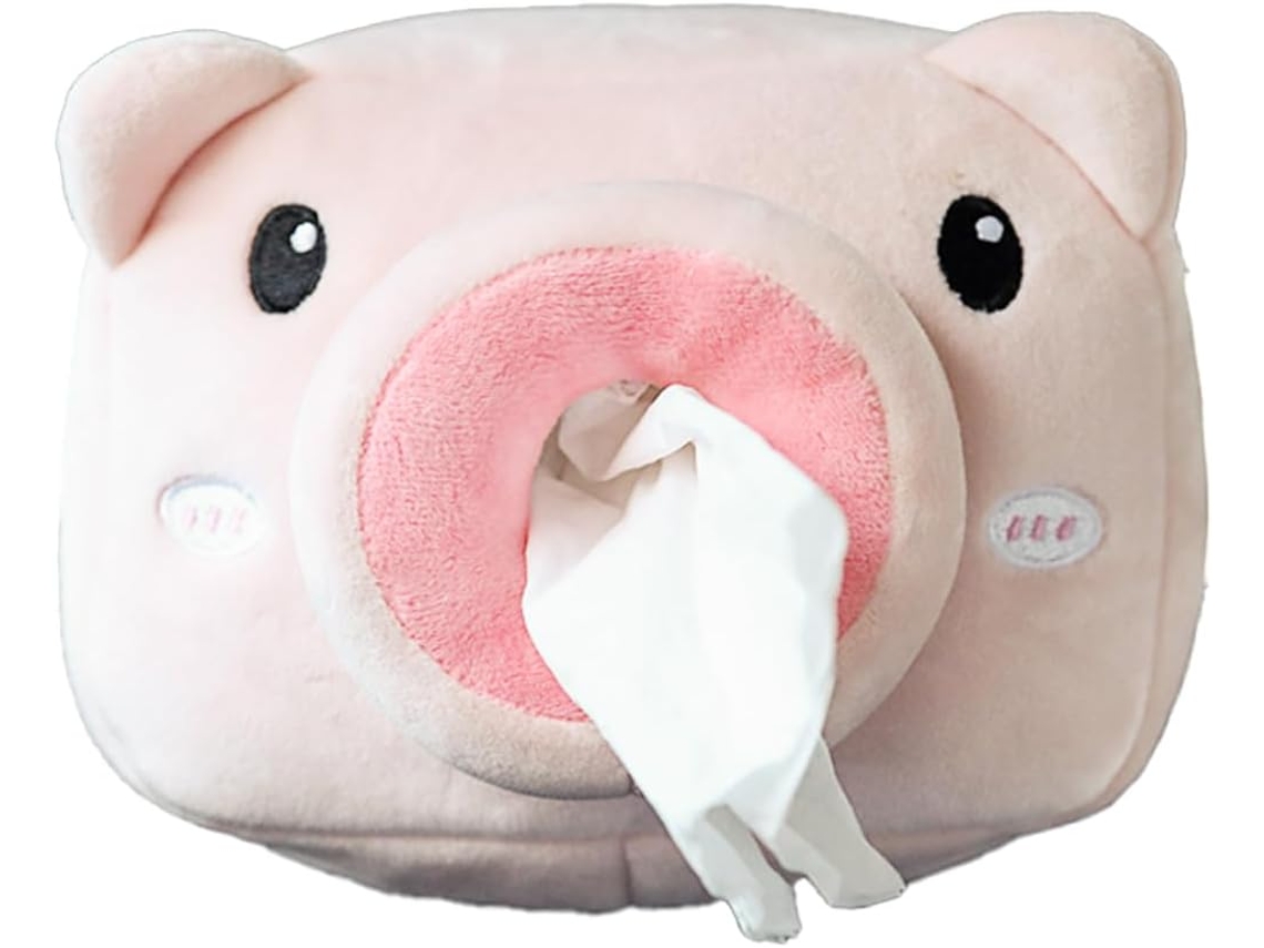 Porta-lenços Porquinho Para Carro - Pelúcia - Engraçado - Formato Porco - Para Carro (rosa)