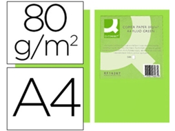 Papel de Cor Q Connect Din A4 80Gr Verde Neon Embalagem de 500 Folhas