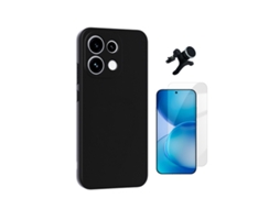 Kit Vidro Clearglass Capa Silicone Líquido Suporte Reforçado Phonecare Para Oppo Reno16 Fs 5g - Preto
