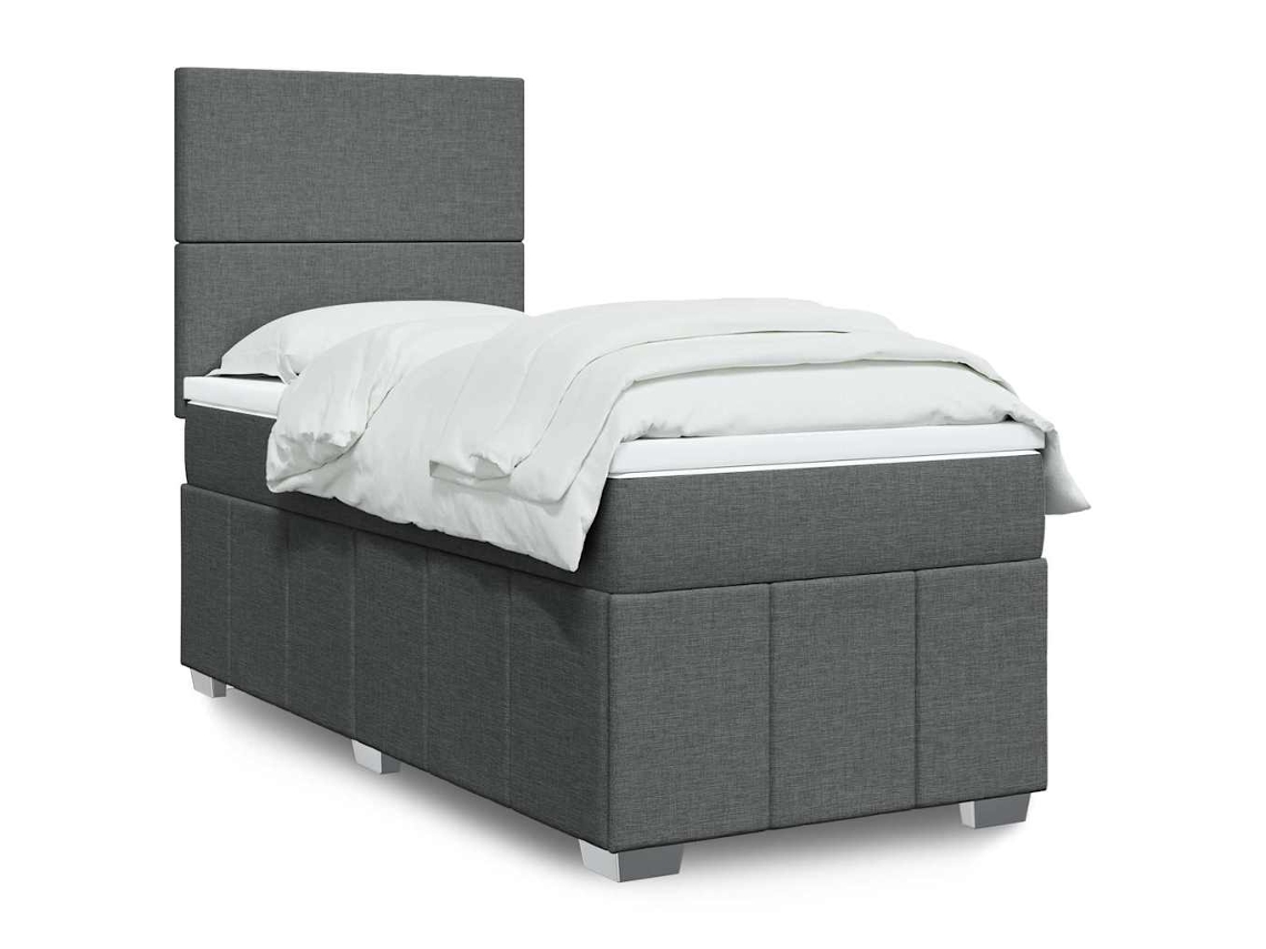 Vidaxl Cama Com Molas/colchão 80x200 Cm Tecido Cinzento-escuro