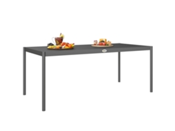 Mesa de Jardim de Aço 8 Pessoas com tampo ripado retangular Cinzento escuro 186x90x74cm S/MARCA