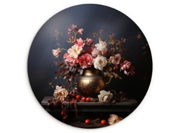 O Quadro Natureza Morta - Flores - Rosas - Bouquet - Vaso 140x140 Cm