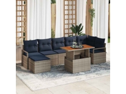 Vidaxl Conjunto De Sofá De Jardim 8 Unid. Cinzento Vime Pe