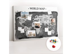 Quadro De Cortiça Com Impressão Mapa-múndi Retro Para O Escritório Espelharte (120x80 Cm)