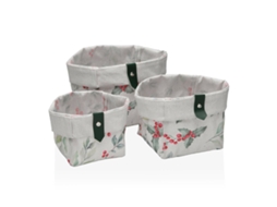 Conjunto de Cestas VERSA Acebo Têxtil 14x14x14 cm
