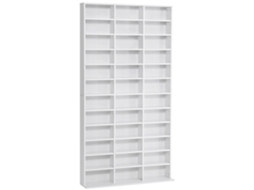 Estante para Cd, 3 colunas, 12 prateleiras ajustáveis, madeira, branco 102x23.5x195 cm BTFORUS