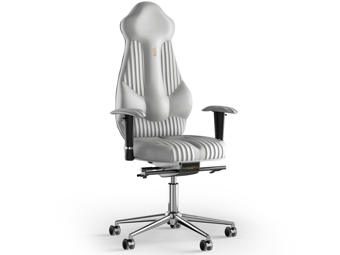 Cadeira de Escritório Ergonómica KULIK Costura Imperial Couro (Branco -130x50x50cm)