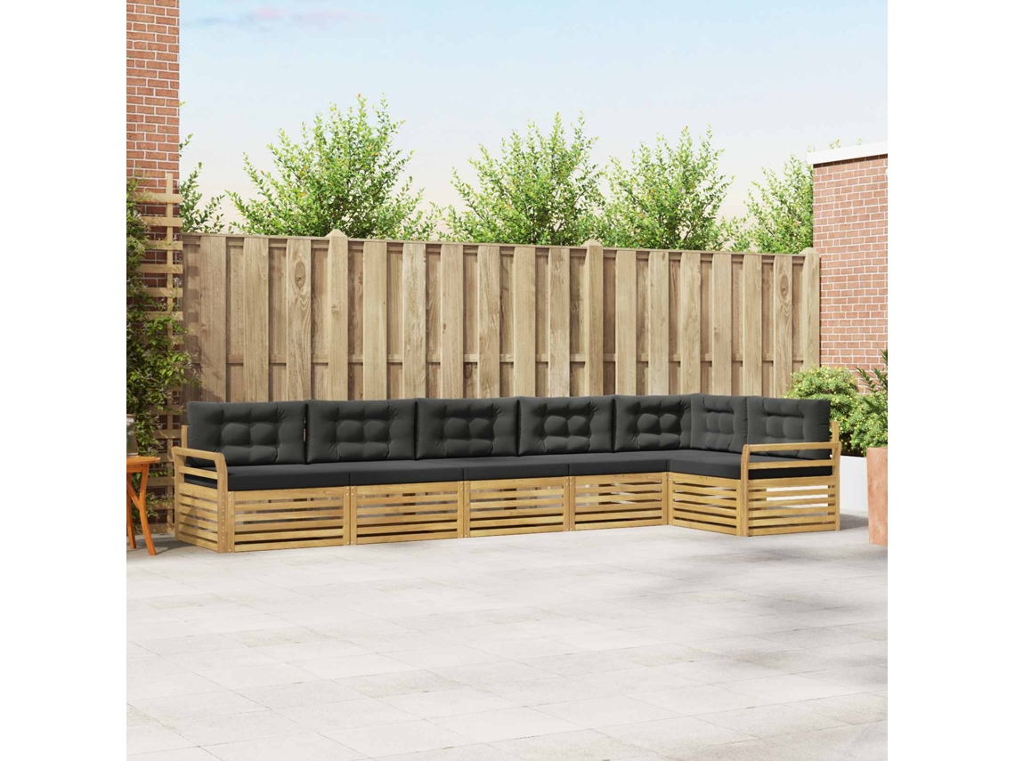 Vidaxl Conjunto De Sofás Para Exterior 6 Unid. Branco E Antracite
