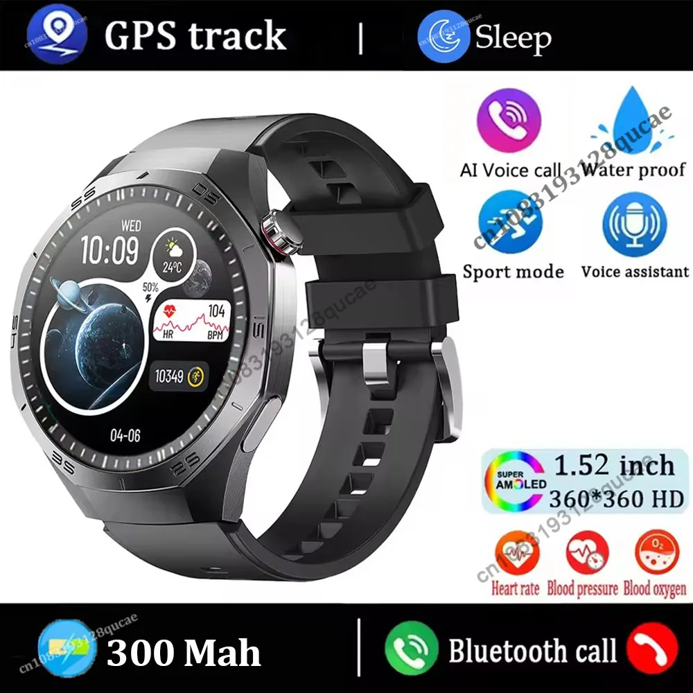 Smartwatch, Tela Amoled Hd, Rastreamento de Atividades por Gps, Monitoramento de Frequência Cardíaca, Chamadas Bluetooth, À Prova D'água. MDUG (preto)