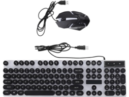 Conjunto De Teclado E Mouse Para Jogos Com Fio, Abs Preto, 104 Teclas