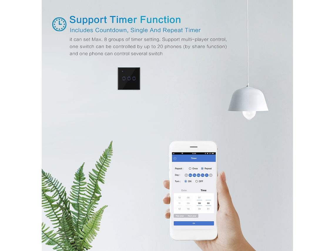 Interruptor Wi-fi Laxiscreed Inteligente Para Controlo Sem Fios E Gestão Simples De Iluminação
