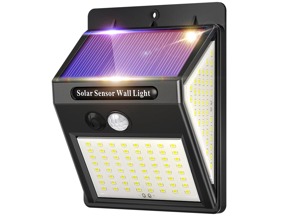 Lâmpada Solar Externa Com Sensor De Movimento,100 Leds,3 Modos,impermeável,iluminação Sem Fio Para Jardim,parede Externa 1 Unidade Btforus