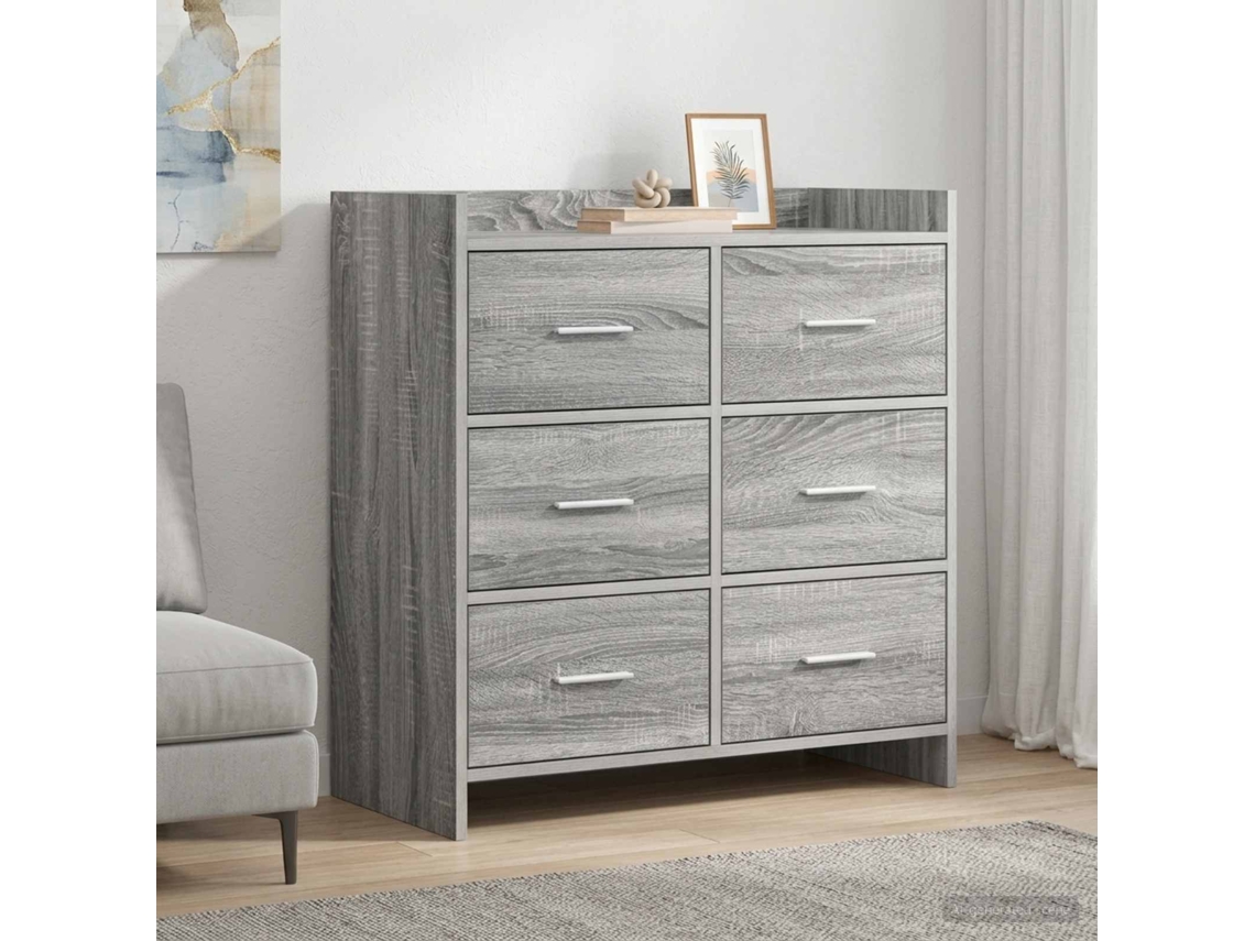 Vidaxl Buffet Sonoma Cinzento 75 X 33 X 80 Cm Derivados De Madeira