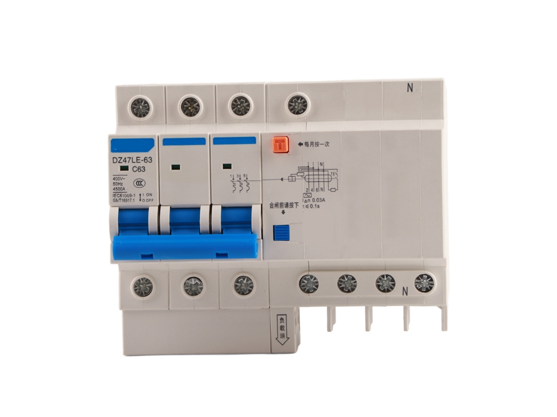 Disjuntor De Corrente Residual Rccb Dz47le‑63 3p N 63a 30ma