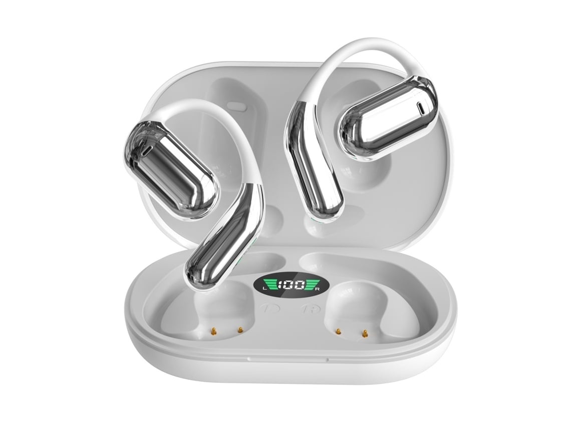 Auriculares De Condução Óssea Bluetooth 5.4 Gancho De Orelha Som Hi-fi Microfone Para Chamadas Display Led/lcd Lurelia