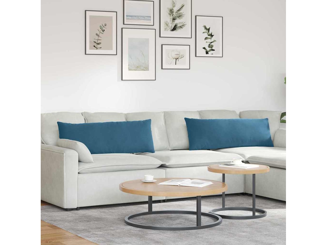 Vidaxl Travesseiros De Sofá 2 Pcs Azul 120 X 40 Cm