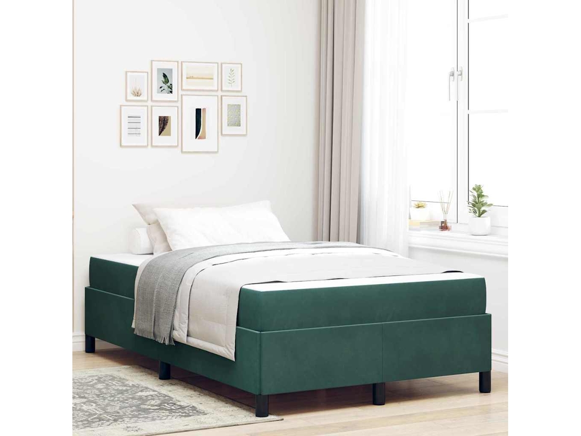Vidaxl Estrutura Da Cama Verde Escuro 120 X 200 Cm Tecido