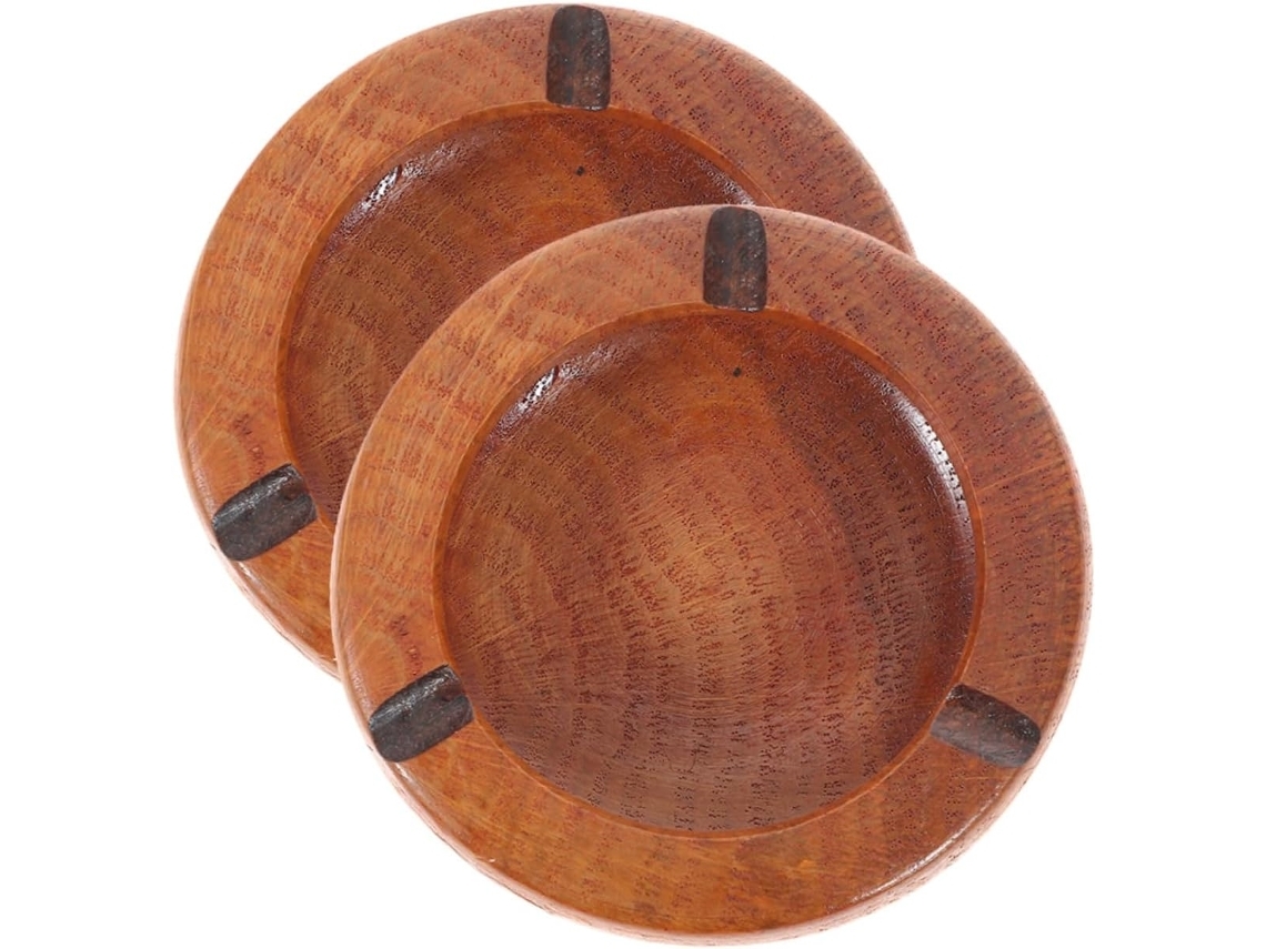 Conjunto De 2 Cinzeiros De Madeira