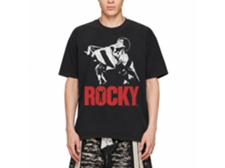 Rockinstone Rocky Movie Flag Black Adult T-shirt Size:s