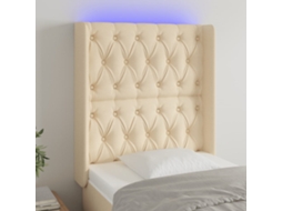 Vidaxl Cabeceira De Cama C/ Luzes Led Tecido 83x16x118/128cm Cor Creme