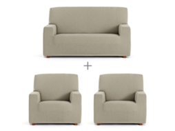 Conjunto de Capas para Sofá EYSA Troya Marrom Claro 70 X 110 X 210 Cm 3 Peças
