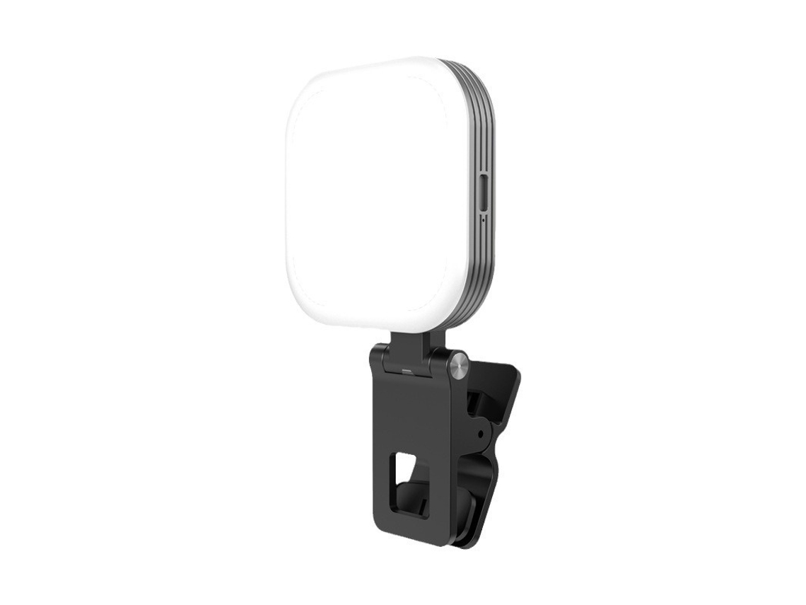 Luz Magnética Para Selfies Com Clipe Frontal E Traseiro E 3 Modos De Iluminação Para Celular (preta)