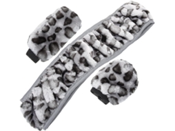 Conjunto De 3 Peças De Capas De Volante De Pelúcia Com Estampa De Leopardo Para Proteção Das Mãos.