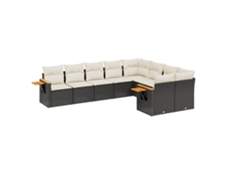Conjunto de 9 Sofás para Jardim com Almofadas Vime Pe Preto MAISON EXCLUSIVE (9 pcs)